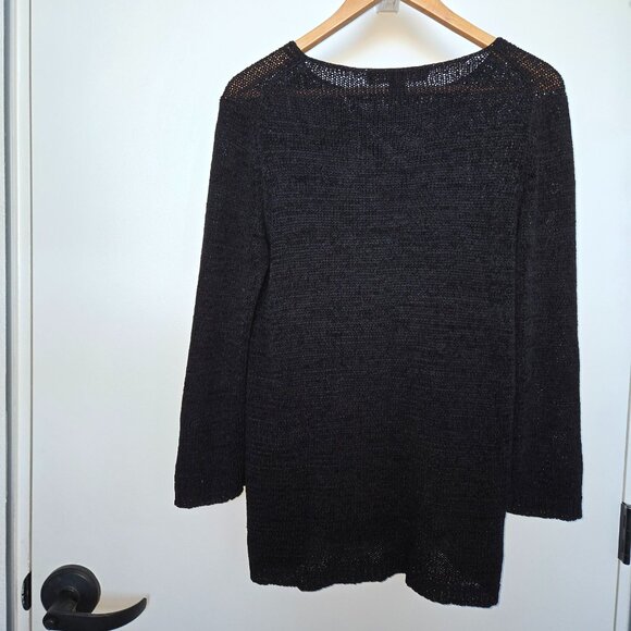 Josephine Chaus Black Mesh Knit Lightweight Layering Sweater Size M - Picture 3 of 6
